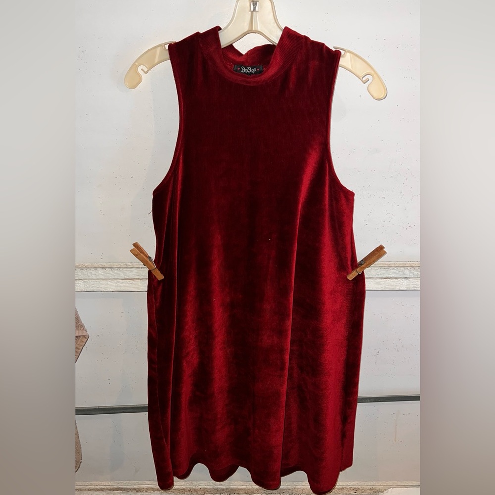 Maroon Mid length velvet flowy dress